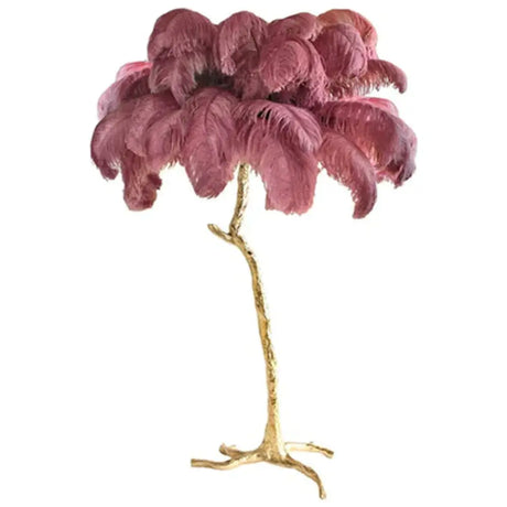 Nordic Ostrich Feather Floor Lamp Stand Light Copper Modern Interior Lighting Decor Home Lights