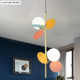 Nordic Pendant Chandelier With 2 Heads And Opal Glass Shade - Grey/White/Red-Yellow-Blue