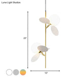 Nordic Pendant Chandelier With 2 Heads And Opal Glass Shade - Grey/White/Red-Yellow-Blue