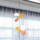 Nordic Pendant Chandelier With 2 Heads And Opal Glass Shade - Grey/White/Red-Yellow-Blue