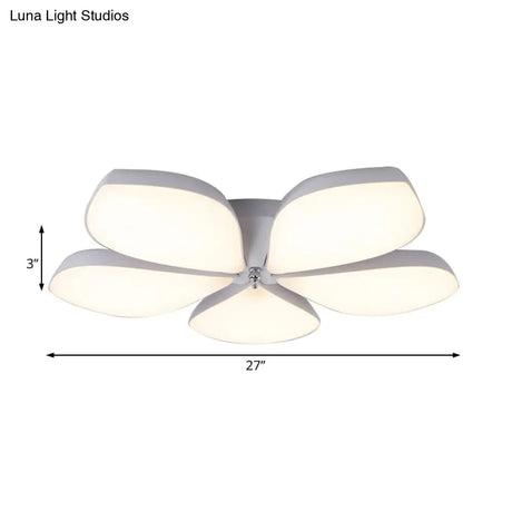 Nordic Petal Acrylic Flush Mount Light Fixture For Bedroom Ceiling - 3/4/5 Heads White