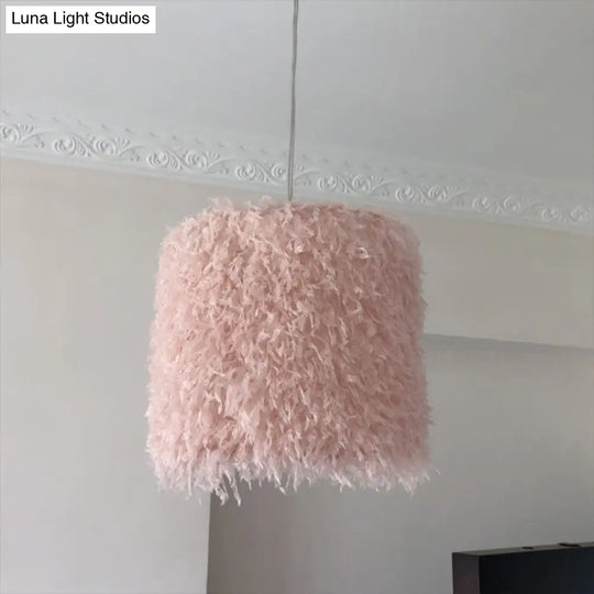 Pink & White Feather Pendant Lamp - Nordic Style