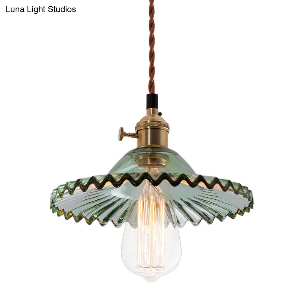 Nordic Radial Wave Glass Pendant Light - 1-Light Ceiling Fixture For Dining Room