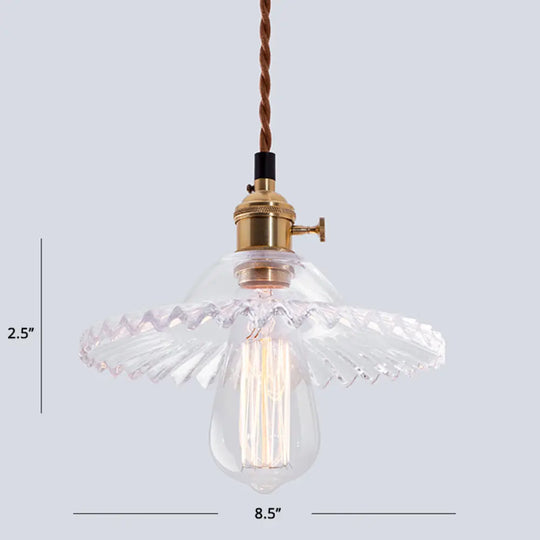 Nordic Radial Wave Glass Pendant Light - 1-Light Ceiling Fixture For Dining Room Clear