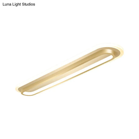 Nordic Rectangular Led Ceiling Light In Gold Customizable 7 Days 19’/23’ Width