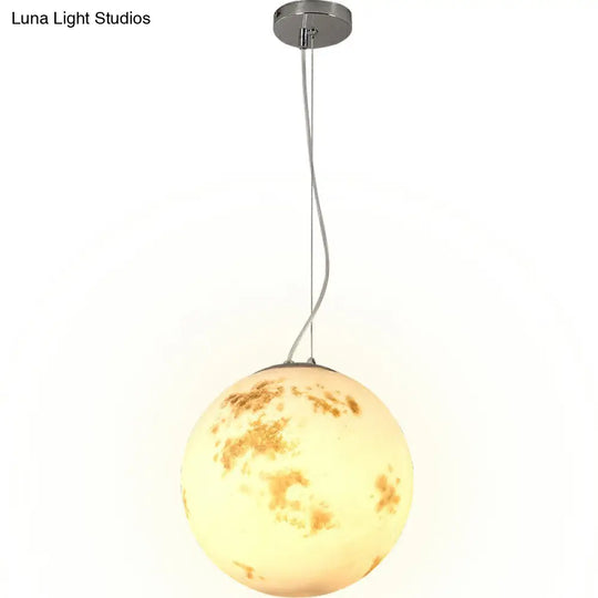 Nordic Resin Pendant Light For Restaurant With White Moon Suspension