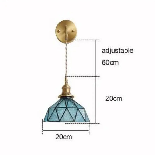 Nordic Retro Glass Copper Wall Lamp Blue Copper Wall Lamps