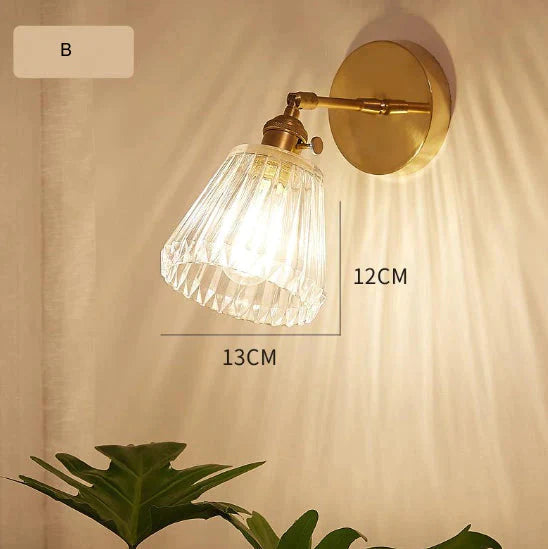 Lampe murale en cuivre pleine de chevet de chambre à coucher de salon rétro nordique