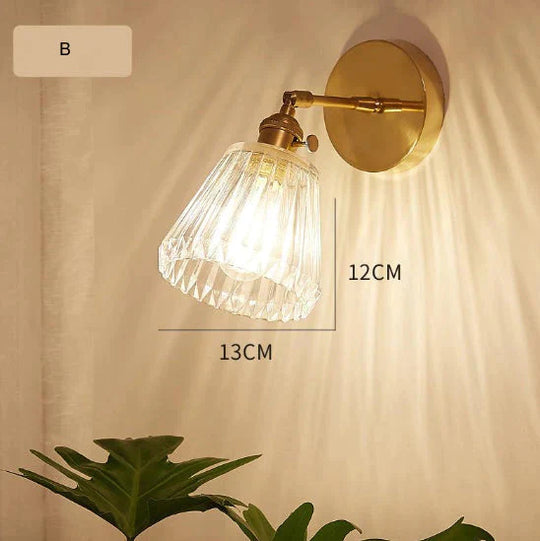 Lampe murale en cuivre pleine de chevet de chambre à coucher de salon rétro nordique