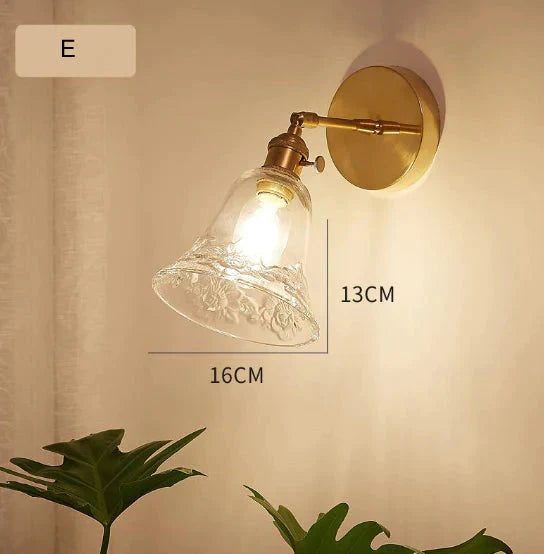 Lampe murale en cuivre pleine de chevet de chambre à coucher de salon rétro nordique