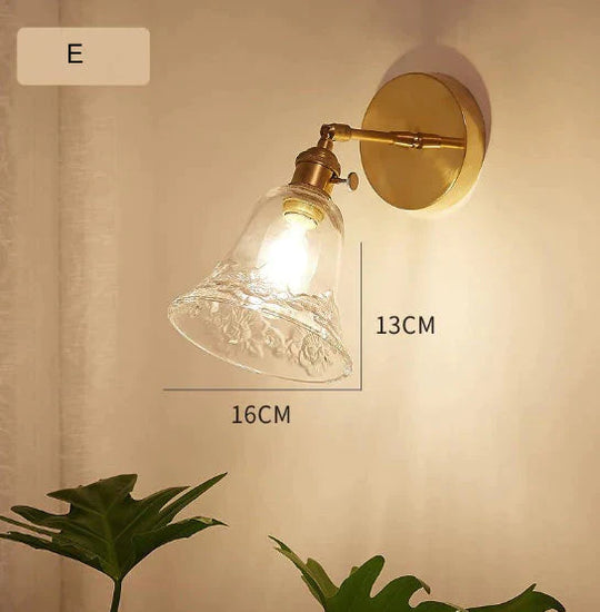 Lampe murale en cuivre pleine de chevet de chambre à coucher de salon rétro nordique