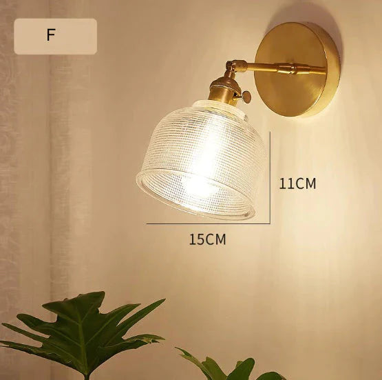 Lampe murale en cuivre pleine de chevet de chambre à coucher de salon rétro nordique