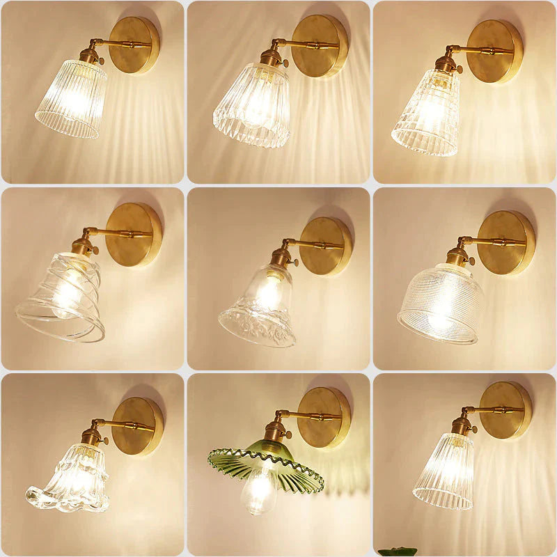 Lampe murale en cuivre pleine de chevet de chambre à coucher de salon rétro nordique