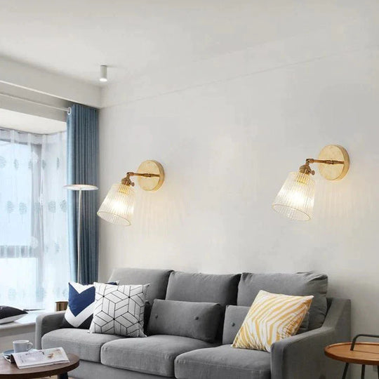 Lampe murale en cuivre pleine de chevet de chambre à coucher de salon rétro nordique