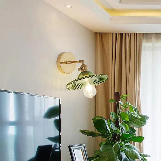 Lampe murale en cuivre pleine de chevet de chambre à coucher de salon rétro nordique