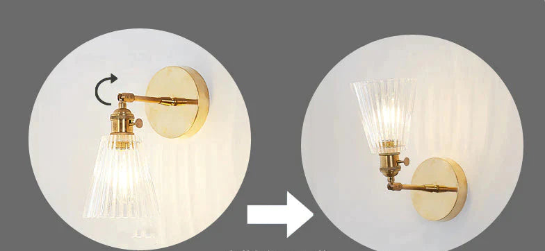 Lampe murale en cuivre pleine de chevet de chambre à coucher de salon rétro nordique