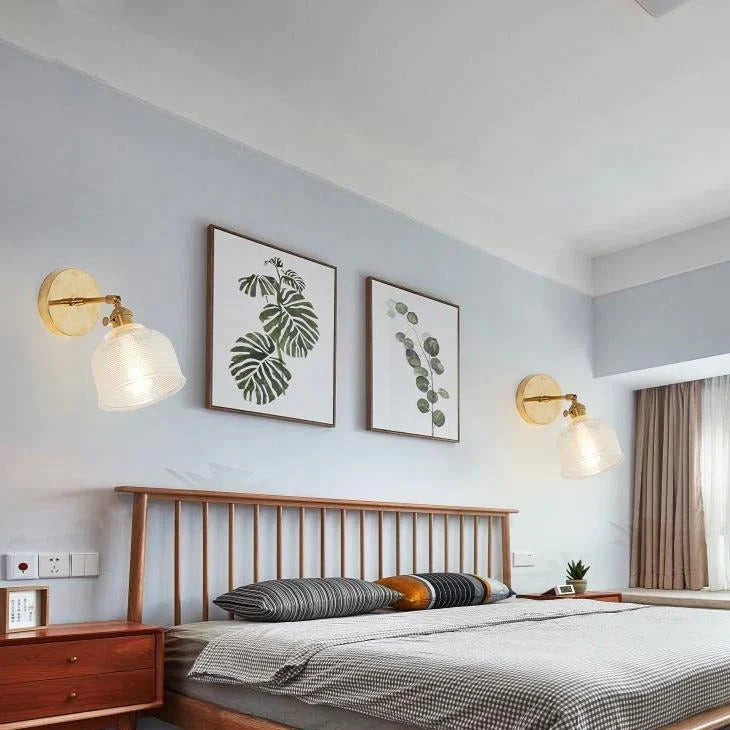 Lampe murale en cuivre pleine de chevet de chambre à coucher de salon rétro nordique
