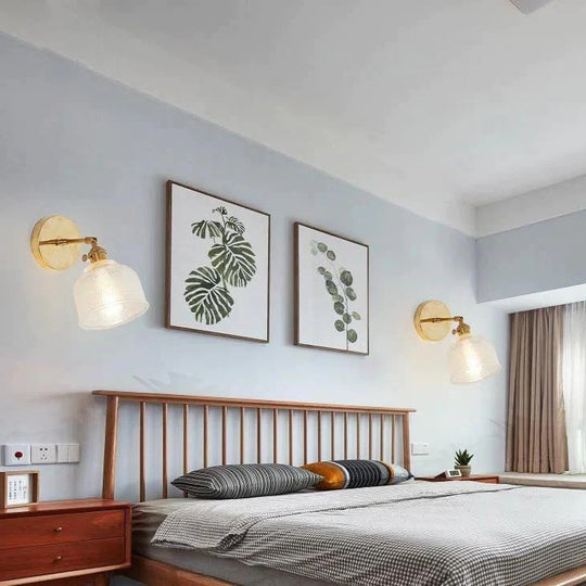 Lampe murale en cuivre pleine de chevet de chambre à coucher de salon rétro nordique