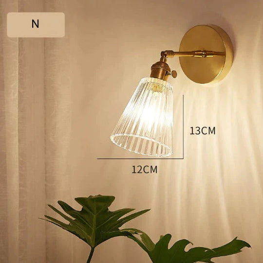 Lampe murale en cuivre pleine de chevet de chambre à coucher de salon rétro nordique