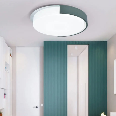 Nordic Round Flush Mount Acrylic Led Ceiling Lamp For Office – Candy Colored Green / White 14’