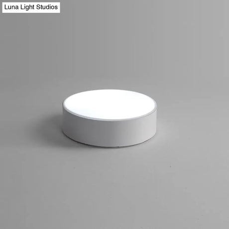 Nordic Short Drum Ceiling Flush Led Light In Black/White 16’/19.5’ Diameter