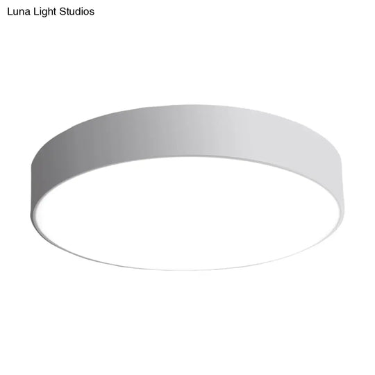 Nordic Short Drum Ceiling Flush Led Light In Black/White 16/19.5 Diameter