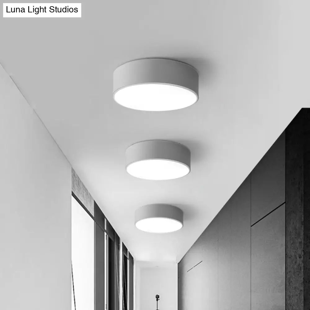 Nordic Short Drum Ceiling Flush Led Light In Black/White 16’/19.5’ Diameter White / 16’