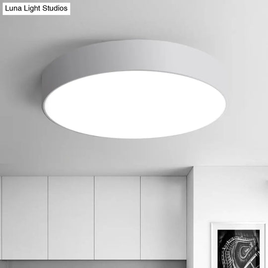 Nordic Short Drum Ceiling Flush Led Light In Black/White 16’/19.5’ Diameter