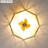 Nordic Simple Room Living Copper Round Ceiling Lamp