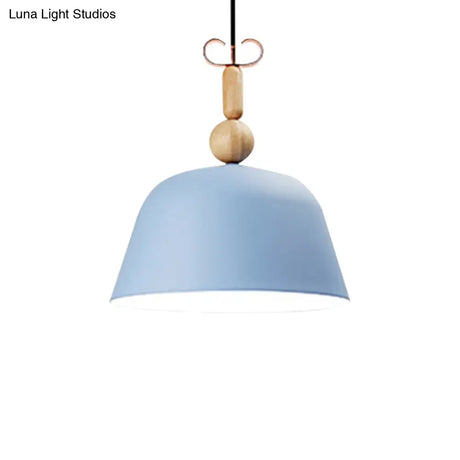 Nordic Single Head Pendant Lamp - Bright-Colored Metallic Ceiling Lighting In Blue/Pink/Red/Yellow