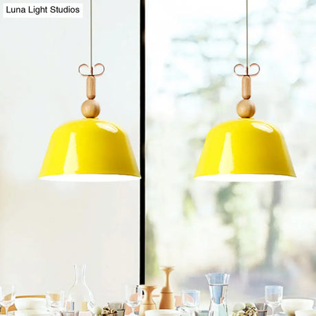 Nordic Single Head Pendant Lamp - Bright-Colored Metallic Ceiling Lighting In Blue/Pink/Red/Yellow