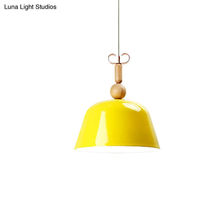 Nordic Single Head Pendant Lamp - Bright-Colored Metallic Ceiling Lighting In Blue/Pink/Red/Yellow