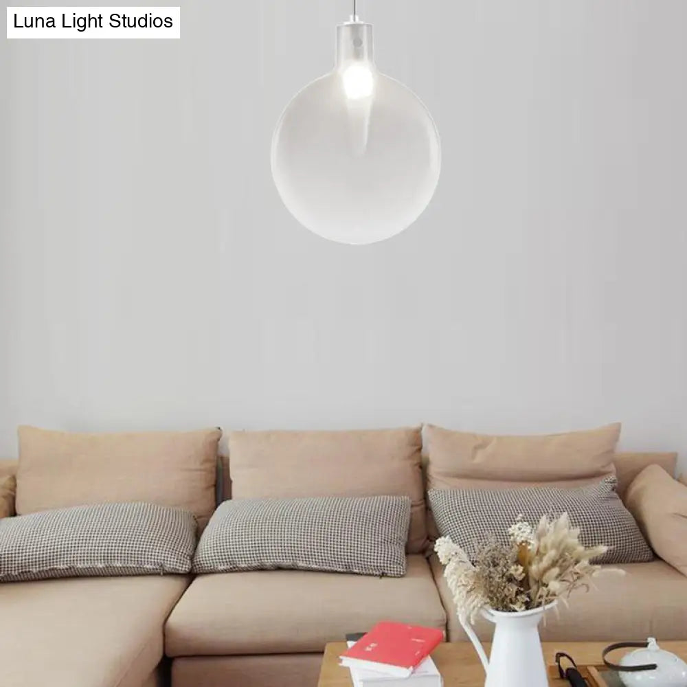 Nordic Glass Suspension Pendant - 1 Light Sliver Ball Hanging Ceiling In Brown/Green/Yellow For