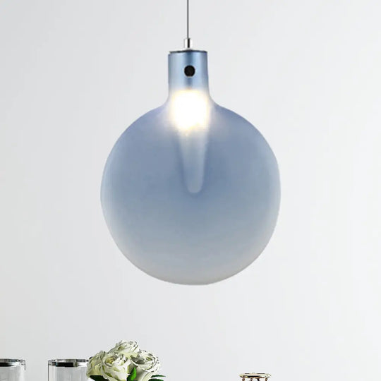 Nordic Sliver Ball Ceiling Light - 1 Brown/Green/Yellow Glass Pendant For Living Room Blue