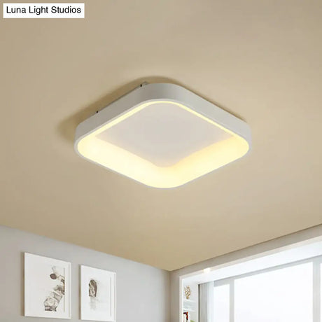 Nordic Square Shell Flush Mount Led Ceiling Light In Grey/White - 18/23.5 Wide For Bedroom With