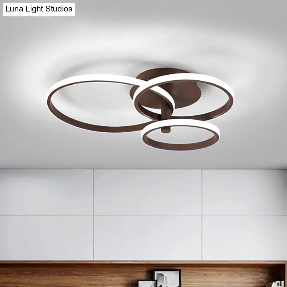 Nordic Stacked Ring Ceiling Light - Acrylic Brown/White Led 23.5/19.5 Wide Warm/White Brown / 19.5