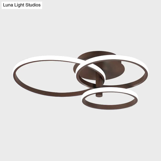 Nordic Stacked Ring Ceiling Light - Acrylic Brown/White Led 23.5’/19.5’ Wide Warm/White