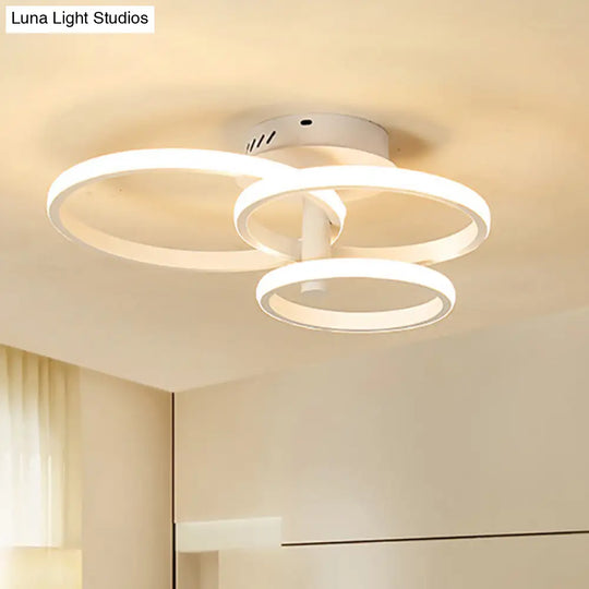 Nordic Stacked Ring Ceiling Light - Acrylic Brown/White Led 23.5’/19.5’ Wide Warm/White White /