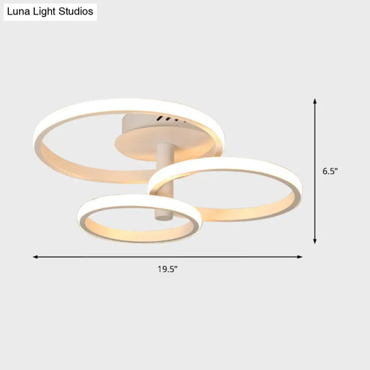 Nordic Stacked Ring Ceiling Light - Acrylic Brown/White Led 23.5’/19.5’ Wide Warm/White