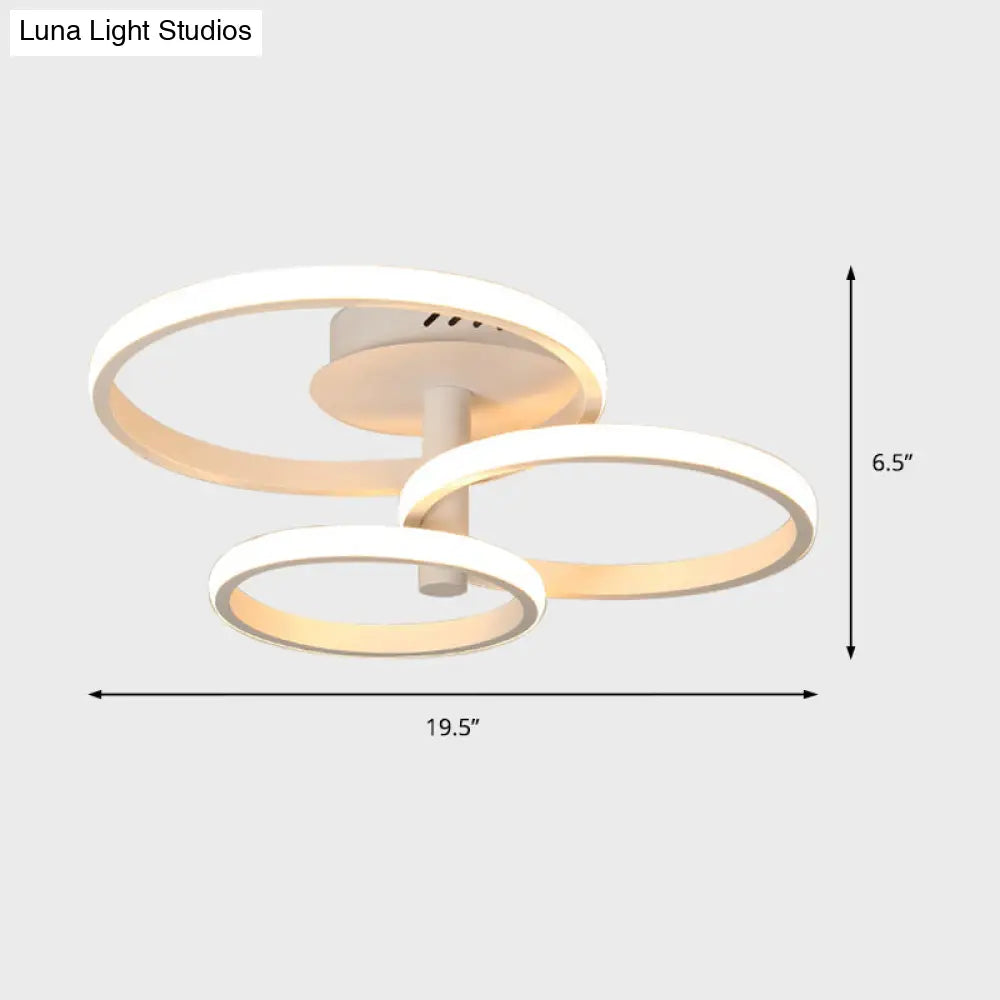 Nordic Stacked Ring Ceiling Light - Acrylic Brown/White Led 23.5/19.5 Wide Warm/White