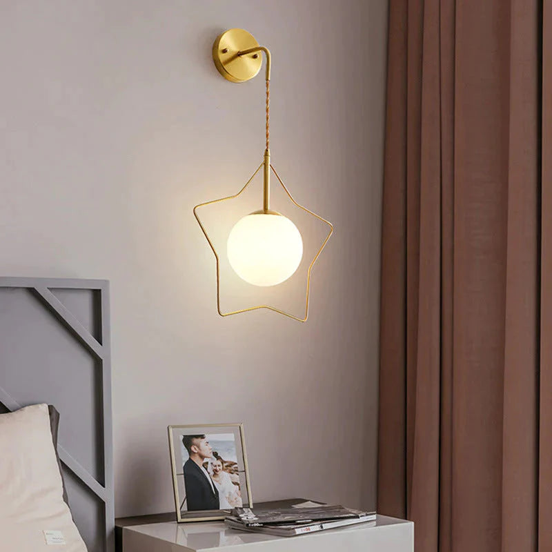Nordic Star Applique Cuivre Chambre Lampe De Chevet Moderne Minimaliste Salon Cuivre Applique