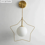 Nordic Star Wall Lamp Copper Bedroom Bedside Lamp Modern Minimalist Living Room Copper Wall Lamp Copper Wall Lamps