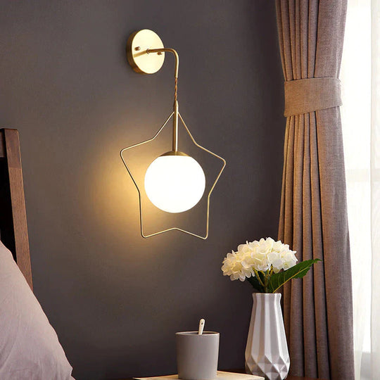 Nordic Star Applique Cuivre Chambre Lampe De Chevet Moderne Minimaliste Salon Cuivre Applique