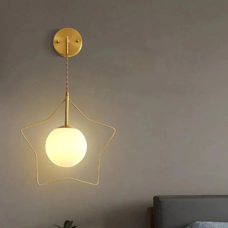 Nordic Star Applique Cuivre Chambre Lampe De Chevet Moderne Minimaliste Salon Cuivre Applique