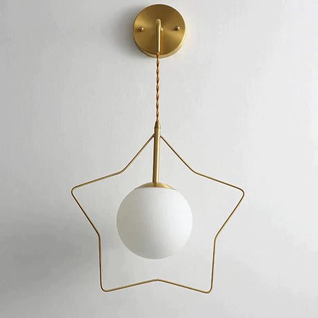 Nordic Star Wall Lamp Copper Bedroom Bedside Modern Minimalist Living Room Lamps