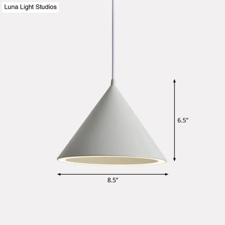 Nordic Style Aluminum Conic Pendant Light With Led For Dining Room Ceiling