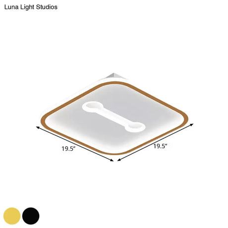 Nordic Style Black/Gold Metallic Squared Flushmount Ceiling Light Led Warm/White 16’/19.5’ Width