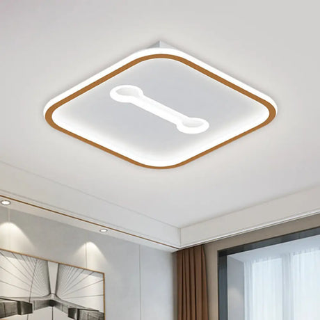 Nordic Style Black/Gold Metallic Squared Flushmount Ceiling Light Led Warm/White 16’/19.5’