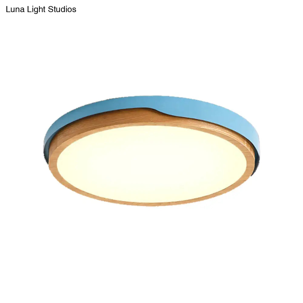 Nordic Style Blue/White Flush Mount Light For Bedroom Ceiling