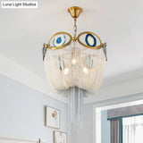 Nordic Style Chain Metal Empire Chandelier - Modernist Gold 3 Lights Hanging Light Fixture